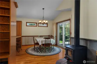 Cozy wood burning stove.