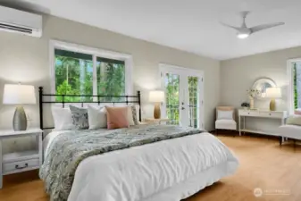Primary bedroom with it's own deck.