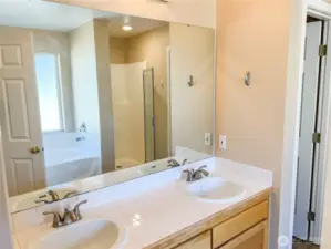 Room for two at the double vanity.