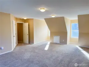 The door to the left of the entry door is a large walk-in closet, so this amazing room can be a fourth bedroom!