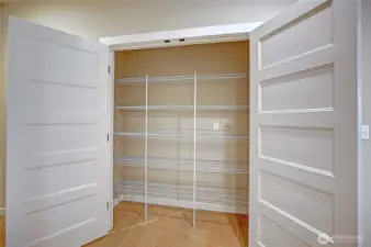 Just off of the kitchen is a full cabinet for pantry or storage.