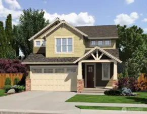 Lot 89- 9021 Wyatt Ct. SE Tumwater WA 98501  Rendering for The Hazel plan# 2611 Jr. Suite on the main level with full bathroom  5 beds total  3.5 baths