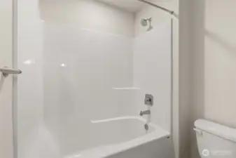Full tub/shower in upstairs hall bathroom
