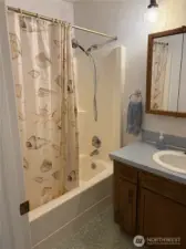 Bathroom just off the hallway