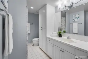 Well-appointed full bathroom conveniently located near the secondary bedroom.