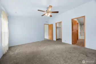 Spacious master bedroom with massive walk-in closet.