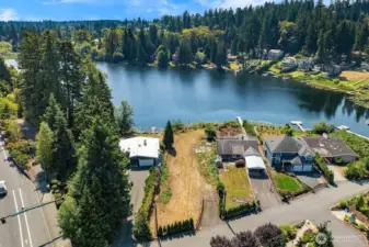 View of waterfront lot and Lake Boren in the distance.