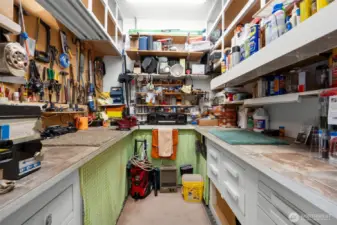 Handy work space to contain all tools just off the garage