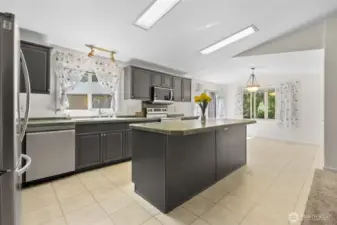 Kitchen has a large pantry and another large storage area in the laundry room