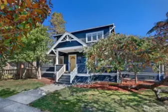 Pleasantly set back from the sidewalk is this handsome craftsman home.