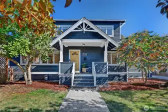 It's tucked behind the Magnolia trees with a covered porch to welcome you home.