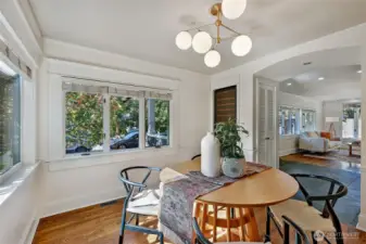 For those you adore a formal dining room, this one is complimented by a EuroCave wine fridge.