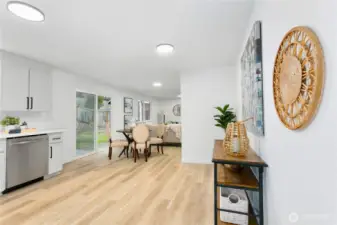 Open concept of kitchen & living area