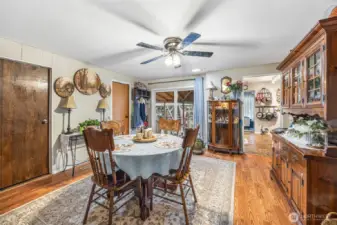 Dining Room looking towards sliding glass window and deck