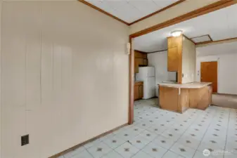 From the dining area looking towards the kitchen.