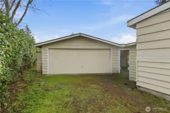 Separate garage provides convenience and flexibility.