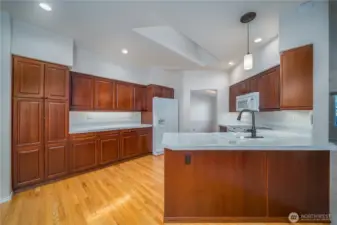 A skylight adds even more natural light.