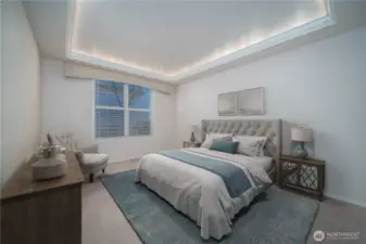 Back inside, you’ll find the primary suite — a peaceful retreat at the end of the day.