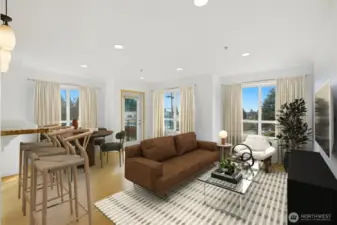 This light-filled living space is designed to maximize natural sunlight throughout the day, creating a warm and inviting atmosphere year-round.