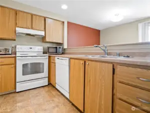 Enough counter & cabinets for this two bedroom home