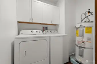 A separate laundry room; washer and dryer convey with the home.