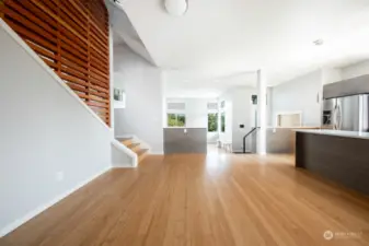 High ceilings and a truly open floor plan. This could be a sizable dining room or casual lounge space.