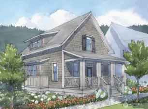 Rendering of the Sage showing upgraded cedar shingle siding