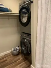 Laundry conveniently located in master closet