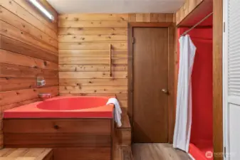 Full bath on lower level w/ plenty of the 70's charm intact!