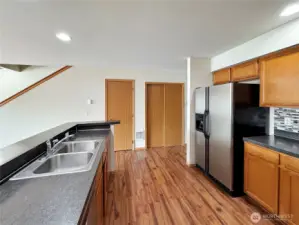 Looking toward laundry and walk in pantry