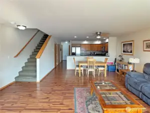 From the back sliding door toward the kitchen