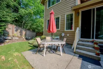 Enjoy al fresco dining on the backyard patio. During late spring, summer and early fall, the surrounding trees, full of foliage, offer privacy and cool shade. And no need to worry about raking leaves or mowing your lawn, your HOA dues cover all the landscaping maintenance!