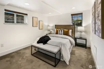 One of two bedrooms on the lower level.