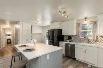 The remolded kitchen with all new appliances.