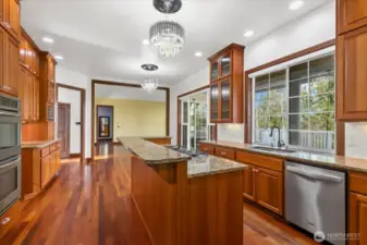 Granite counter tops, high-end stainless appliances and custom LED chandeliers.