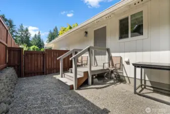 Side door steps entering dog run.