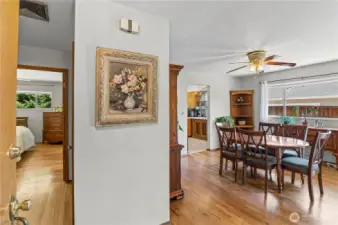Entrance to home, look at those gorgeous hardwood floors