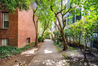Secured entry to courtyard.