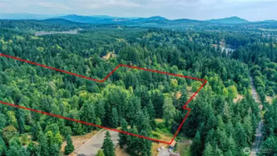 Aerial view with boundary approximation. Gate at bottom of photo.