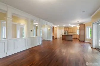 Family room looking to kitchen