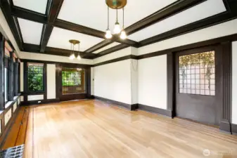 Informal living/TV room creates a circular flow from the parlor to the kitchen.