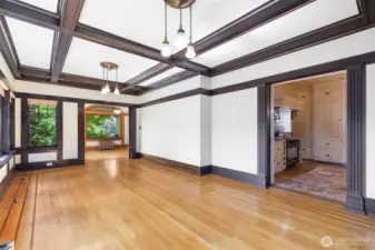 Informal living/TV room creates a circular flow from the parlor to the kitchen.