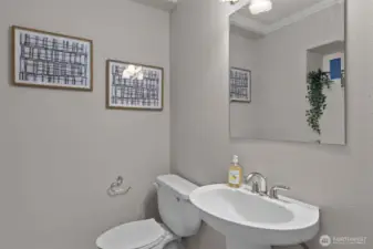 Lower level powder room