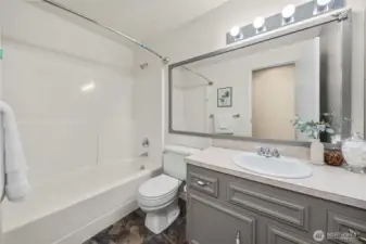 2nd bathroom on main level with a full bath