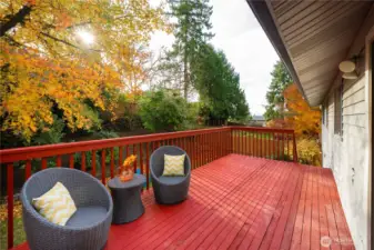 Enjoy the big deck overlooking an expansive, level 8,400 sf fully fenced backyard