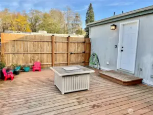 Deck with door leading to laundry room