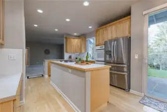 Kitchen slider opens to the pack patio