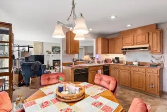 Kitchen with eating area that opens to living room