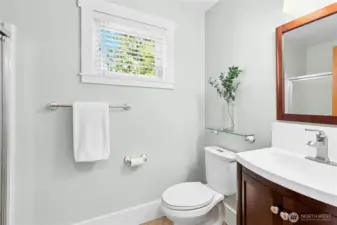 The 3/4 bathroom in the Studio.