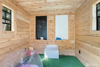 Cedar lined playhouse with electricity.